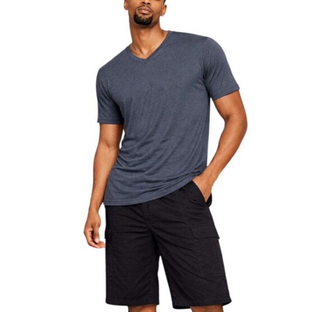 Unbound Merino Men's Charcoal Gray V Neck Short‎ Sleeve T-Shirt Size L
